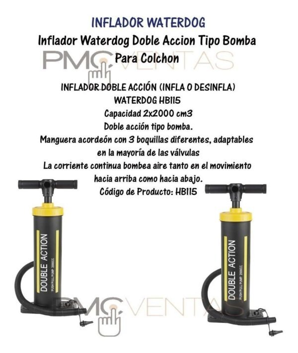 Inflador Waterdog Doble Accion Tipo Bomba Para Colchon