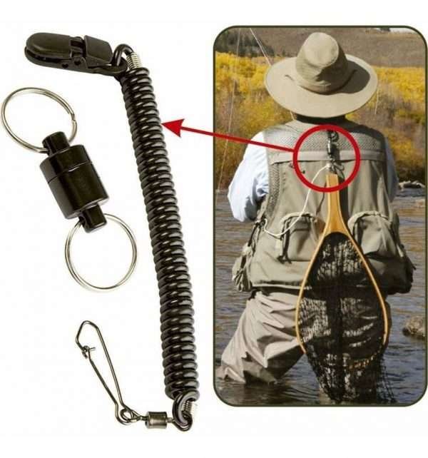 Sistema Magnetico Iman Y Retractil P/ Sostener Copos Pesca