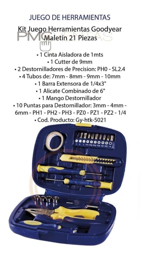 D_638338-MLA31116229718_062019-F.jpg Kit Juego Herramientas Goodyear Maletín 21 Piezas