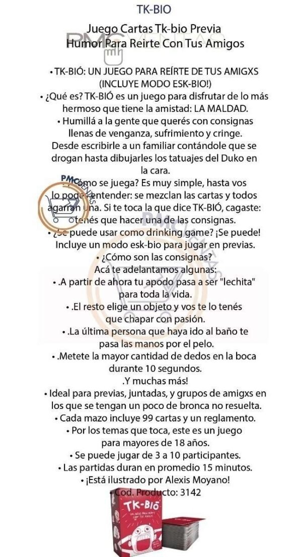 Juego Cartas Mesa Tk-bio Previas Humor Reirte Amigos Local