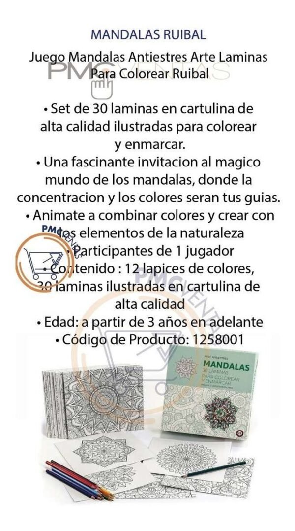 Juego Mandalas Antiestres Arte Laminas  Para Colorear Local