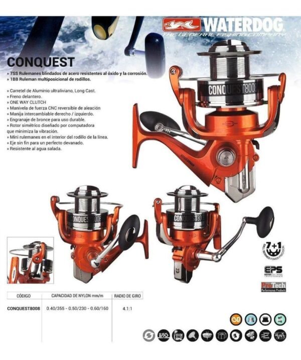 Reel Frontal Waterdog Conquest 8008 Pesca Pesada Lance Costa