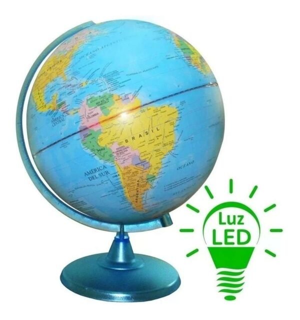 Globo Terraqueo 307lw 30cm Plastico  Luz Led Velador Local