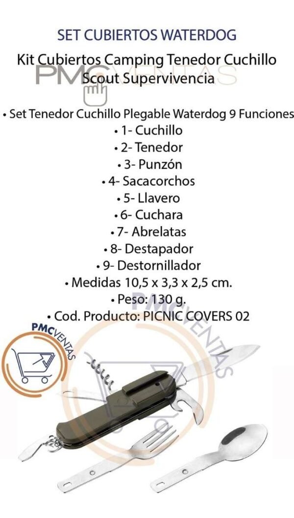 Kit Cubiertos Camping Tenedor Cuchillo Scout Supervivencia