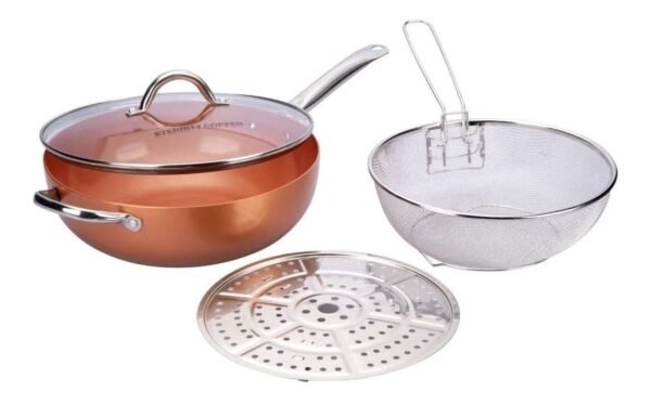 Wok Antiadherente Eternity Copper Canasta Freidora Tv