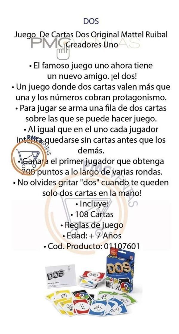 Juego  De Cartas Dos Mattel Ruibal Creadores Uno Local