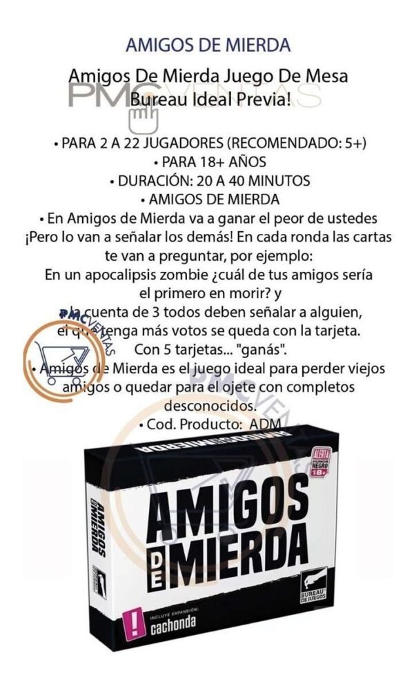 Combo Juego Amigos De Mierda  1 Y 2 Cartas Previas Local
