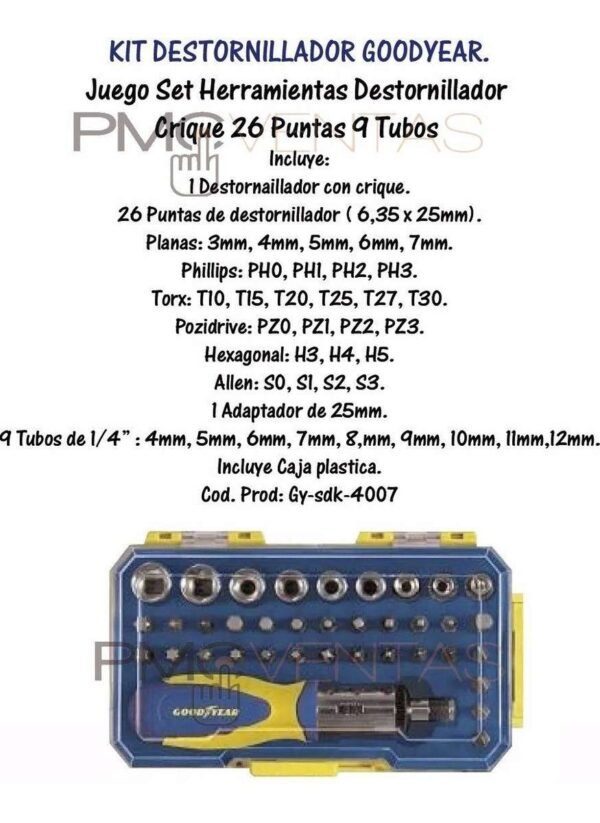 Juego Herramientas Destornillador Crique 26 Puntas 9 Tubos