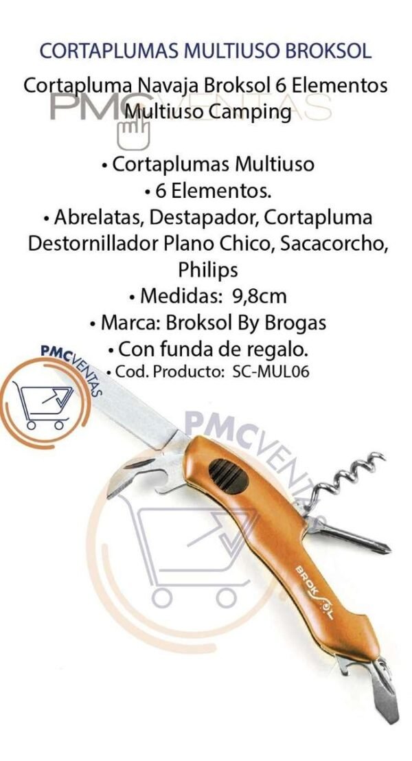 Cortapluma Navaja Broksol 6 Elementos Multiuso Camping