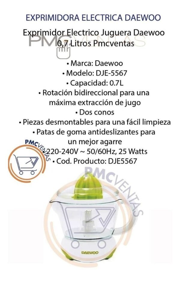 Exprimidor Electrico Juguera Daewoo  0,7 Litros Pmcventas