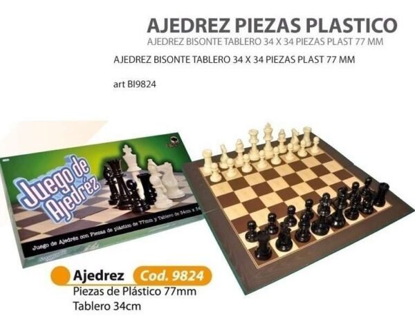 Juego Ajedrez 34 X 34 Con Piezas De Plastico 77 Mm Local