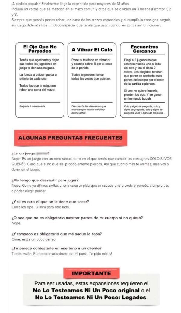 No Lo Testeamos Ni Un Poco Picante Juego De Cartas Previa