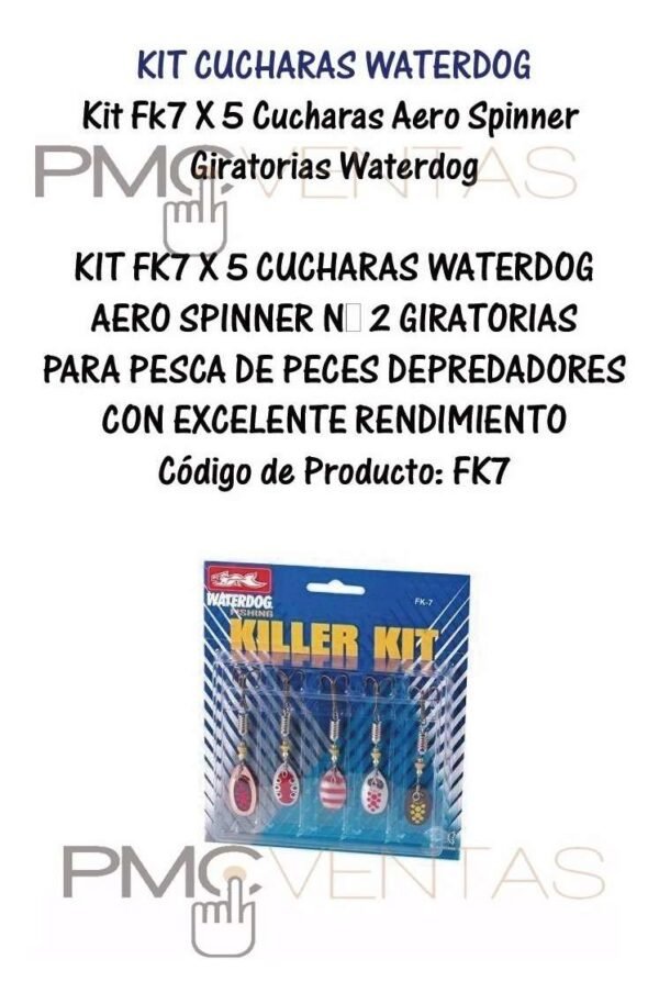 Kit Fk7 X 5 Cucharas Aero Spinner Giratorias Waterdog
