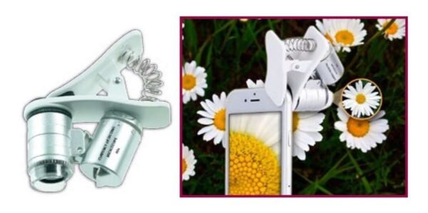 Lupa Microscopio Con Luz Funda Clip Para Celular Tablet 60x