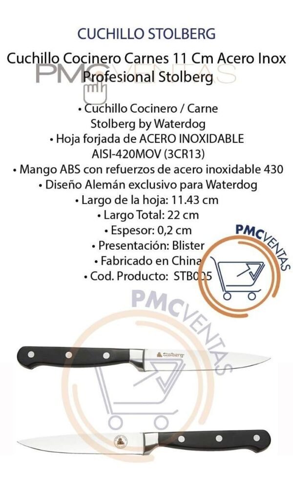 Cuchillo Cocinero Carnes 11cm Acero Inox Profesional Stolber
