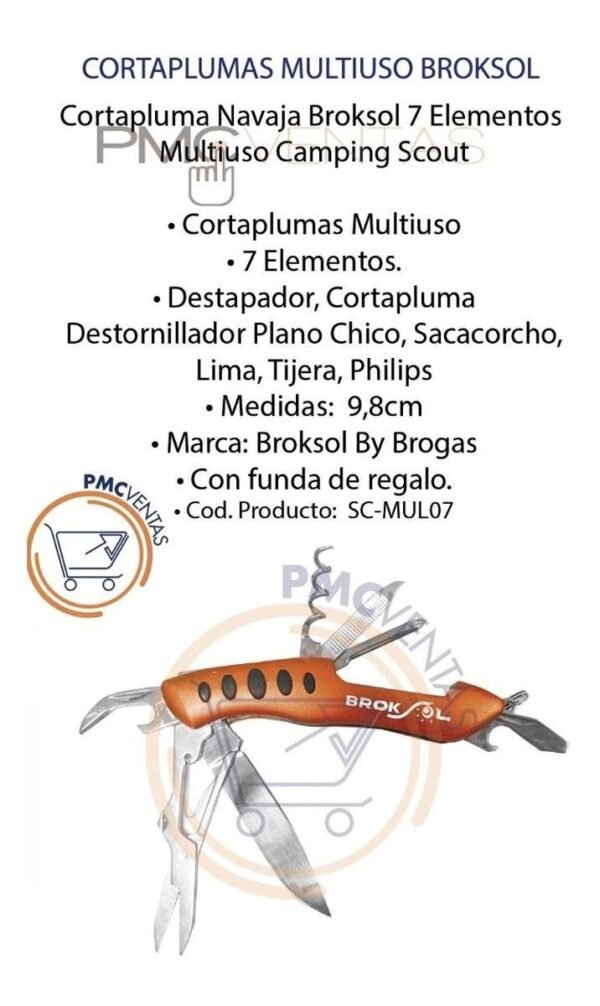 Cortapluma Navaja Broksol 7 Elementos Multiuso Camping Scout