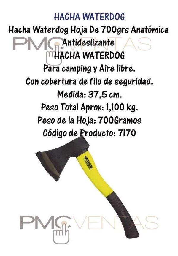 D_953470-MLA31113768179_062019-F.jpg Hacha Waterdog Hoja De 700grs Anatómica Antideslizante