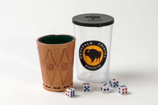 Generala Cubilete Natural Con 5 Dados Bisonte Cristal Local