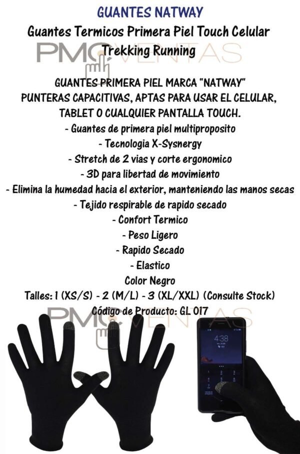 Guantes Termicos Ski Primera Piel Respirable Bici Running