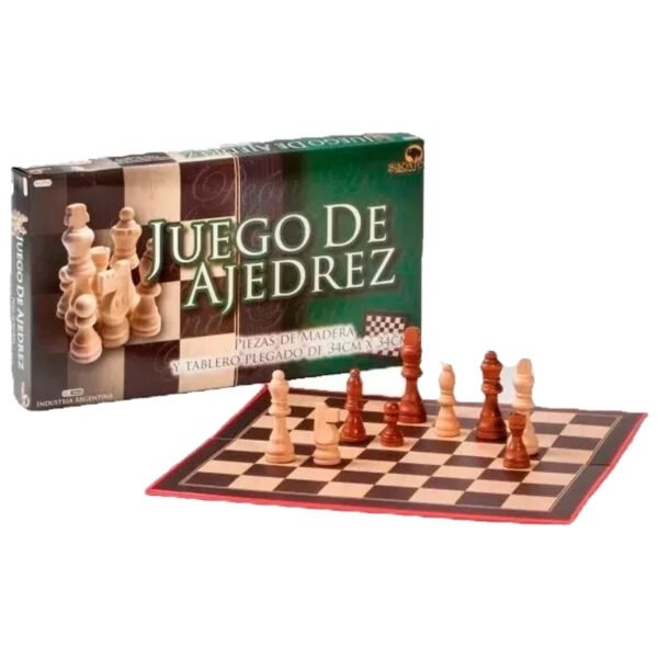 Ajedrez Piezas De Madera Tablero 34 Cm Juego De Mesa Local