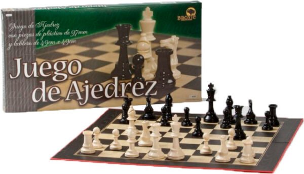 Ajedrez Tablero 49 X 49 Piezas Plastico 97 Mm Bisonte
