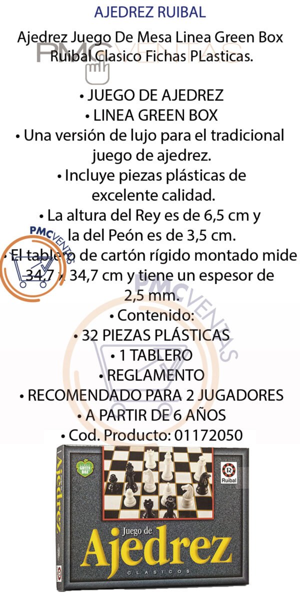 Ajedrez Juego De Mesa Linea Green Box Ruibal Clasico Fichas