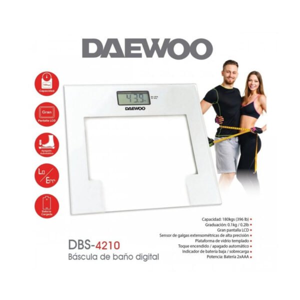 Balanza Personal Digital Hasta 180kg Daewoo Base Vidrio