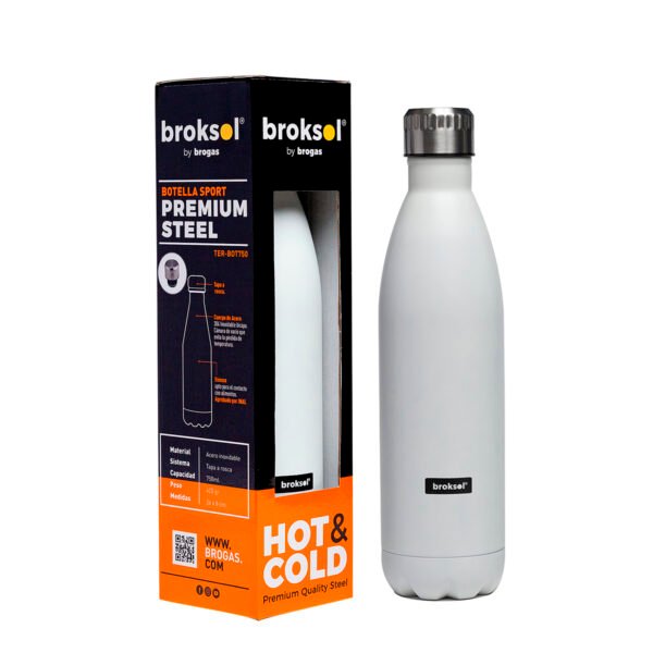 Botella 750 Ml Acero Inoxidable Mantiene  Frío Calor Broksol