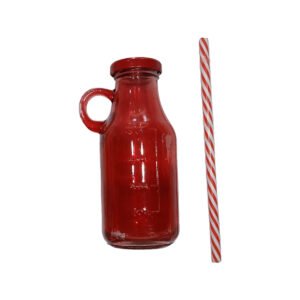 Vaso Botellita Vidrio Vintage Manija Tapa Y Sorbete