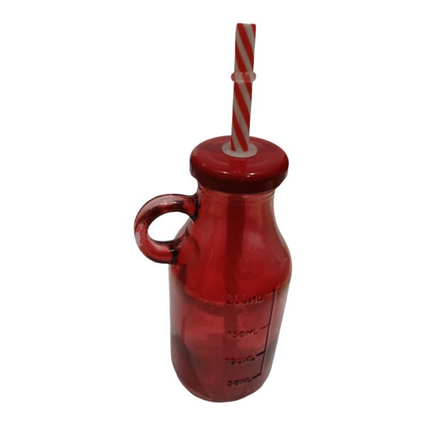 Vaso Botellita Vidrio Vintage Manija Tapa Y Sorbete