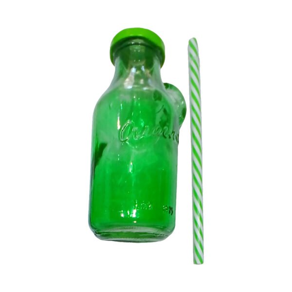 Vaso Botellita Vidrio Vintage Manija Tapa Y Sorbete