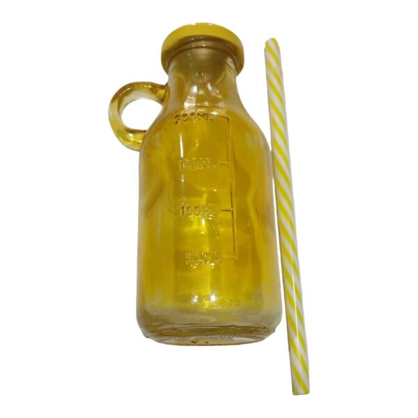 Vaso Botellita Vidrio Vintage Manija Tapa Y Sorbete