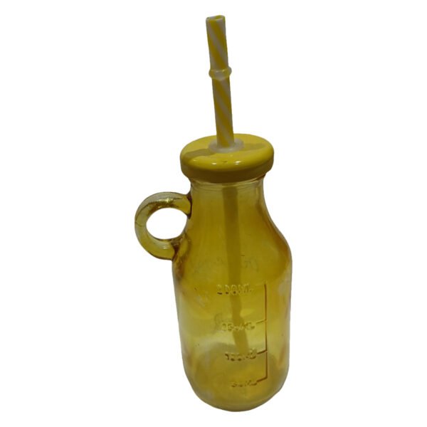 Vaso Botellita Vidrio Vintage Manija Tapa Y Sorbete