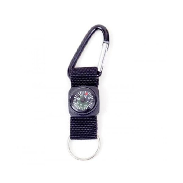 Brujula Llavero Mosqueton Negro 20mm Camping Galileo