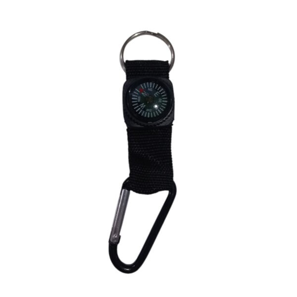 Brujula Llavero Mosqueton Negro 20mm Camping Galileo