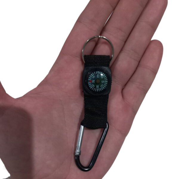Brujula Llavero Mosqueton Negro 20mm Camping Galileo
