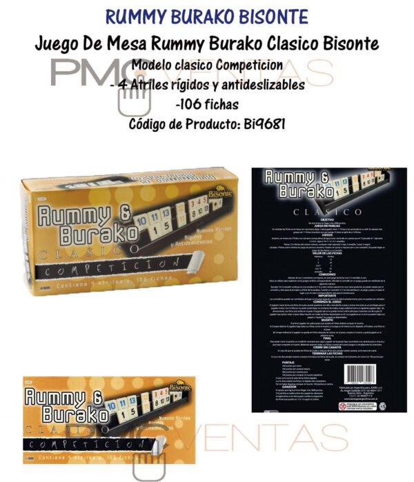 burako-BI9681-plantilla Rummy Burako Clasico Bisonte Juego De Mesa
