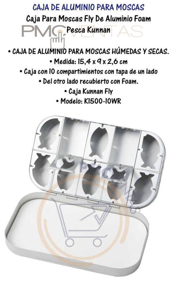 Caja Para Moscas Fly De Aluminio Foam Pesca Kunnan