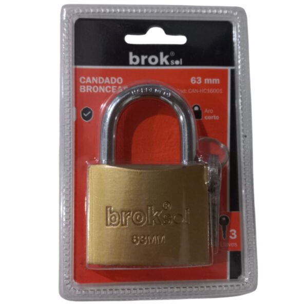 candado CAN-HC16001 2 Candado 63mm Bronceado Aro Corto Con 3 Llaves Broksol