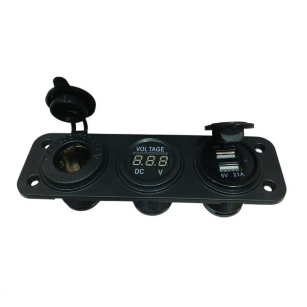 Cargador Hembra Doble Puerto Usb Voltimetro Embutir Auto 12v