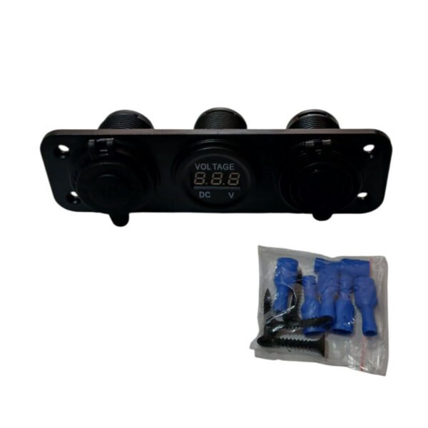 Cargador Hembra Doble Puerto Usb Voltimetro Embutir Auto 12v