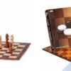Combo Juego De Ajedrez Piezas Madera + Damas Fichas Plastico - Imagen 2