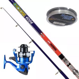 Equipo Combo Pesca Reel Caña 4 Mts Nylon Waterdog Pejerrey
