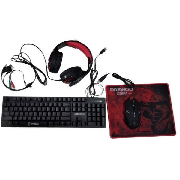 Kit Mouse Auricular Pad Teclado Gamer Con Luz Daewoo 4 En 1
