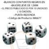 Mini Dados 12 Mm Blancos Puntos Negros X 10 Unidades Redonda