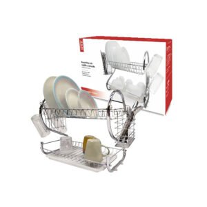 Escurre Platos Secaplato Escurridor Cromado 2 Pisos Bandeja