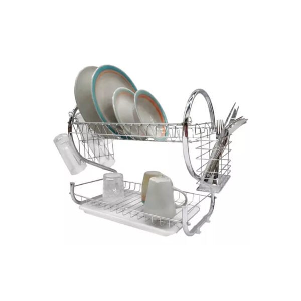 Escurre Platos Secaplato Escurridor Cromado 2 Pisos Bandeja