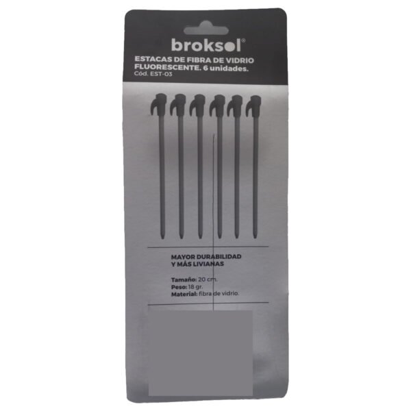 Estacas Carpa Fluorescente X 6 Fibra Vidrio 20cm Gazebo Brok