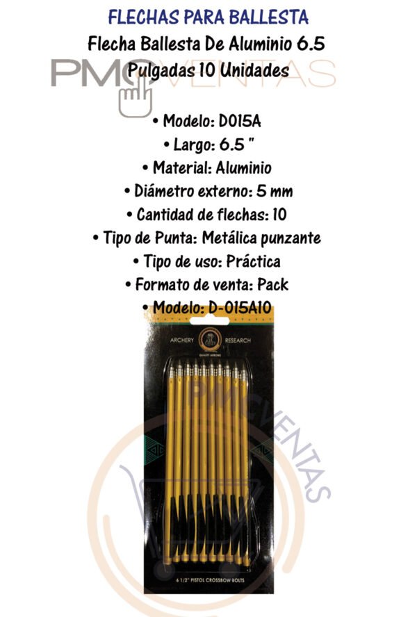 Flecha Ballesta De Aluminio 6.5  Pulgadas 10 Unidades