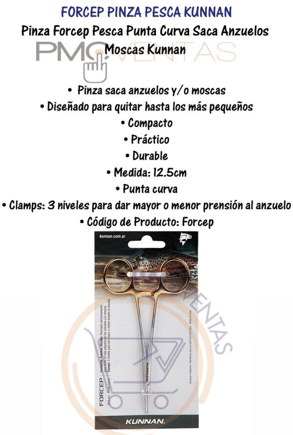 Pinza Forcep Pesca Punta Curva Saca Anzuelos  Moscas Kunnan